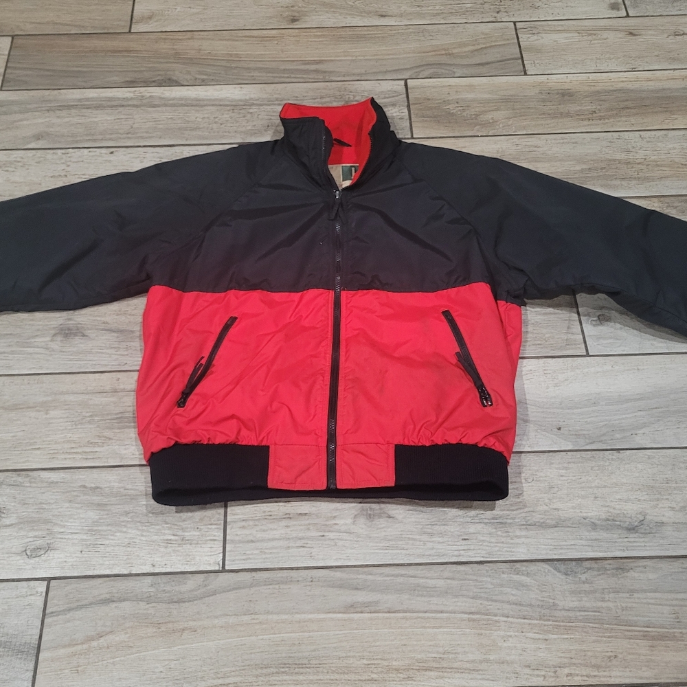 Vintage Mens Lg Wear Guard Red/Blk Jacket Windbreaker Insulated Sleet Snow